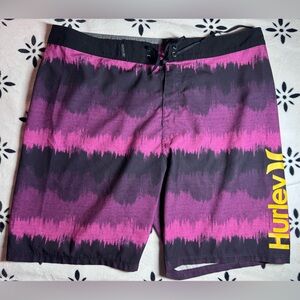 Men’s Hurley Pink & Black Ombre Stripe Swim Shorts